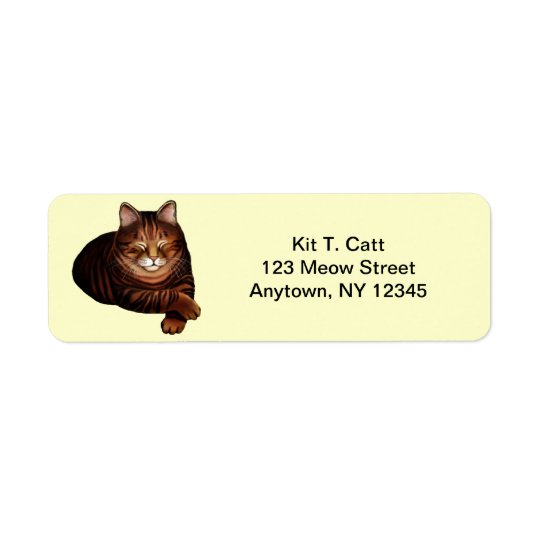 Customizable Sleeping Brown Tabby Cat Avery Label Return Address Label
