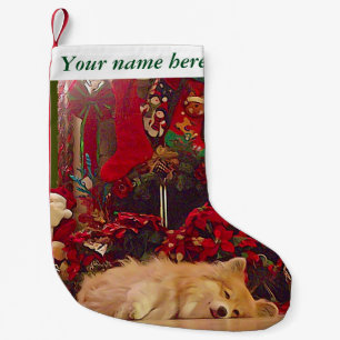 Customizable Sleepy Corgi Small Christmas Stocking