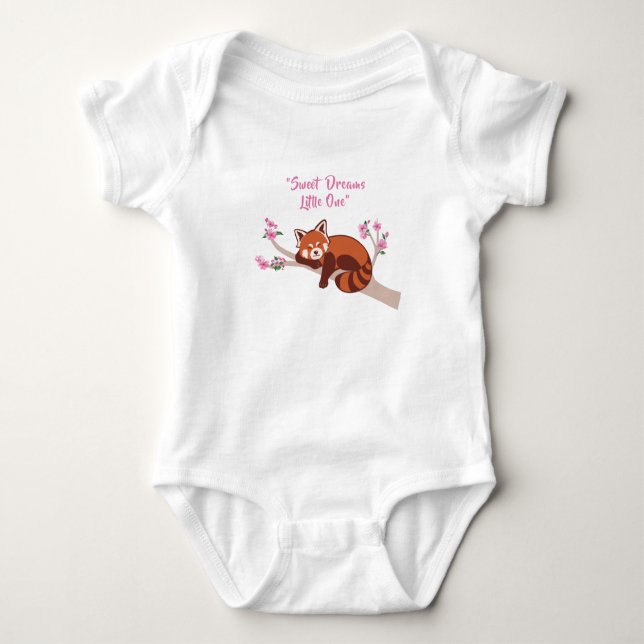 Customizable "Sleepy Red Panda" Baby Bodysuit (Front)