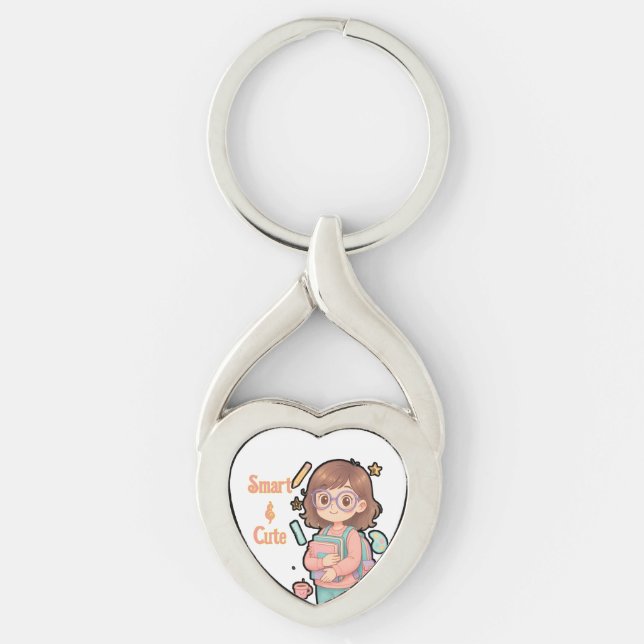 Customizable "Smart & Cute" Schoolgirl Keychain (Front)