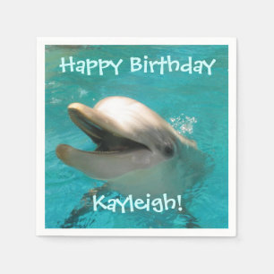 Customizable Smiling Dolphin Birthday Napkin