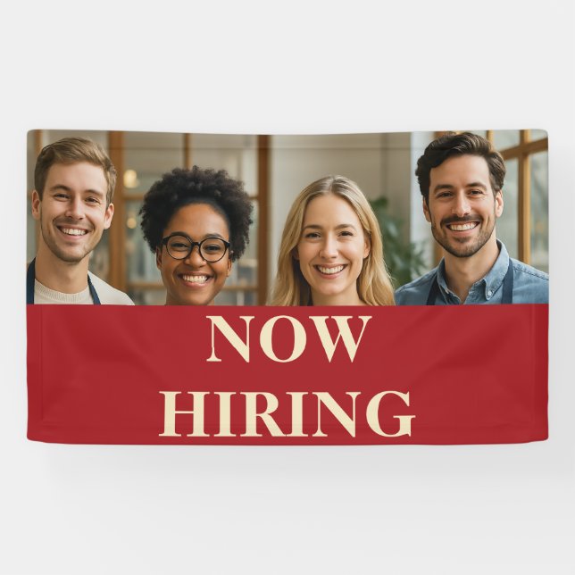 Customizable Smiling Staff Hiring Banner Add Text (Horizontal)