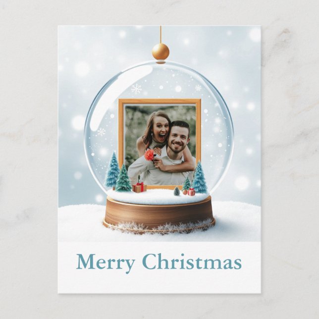 Customizable Snow Globe Photo Christmas Holiday Postcard (Front)