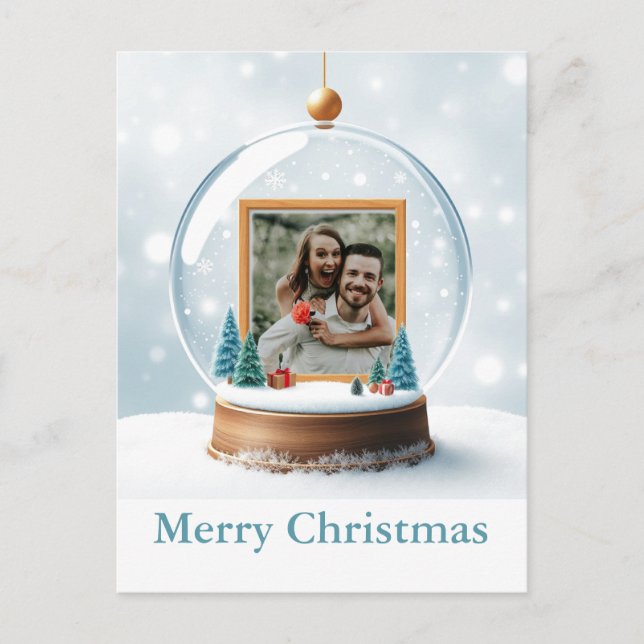 Customizable Snow Globe Photo Christmas Postcard (Front)