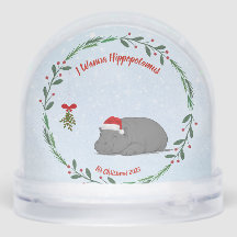 Customizable Snow Globe- Sleepy Hippo