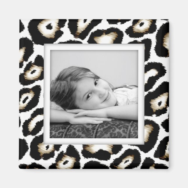 Customizable Snow Leopard Photo Frame Magnet (Front)