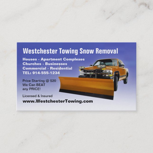 CUSTOMIZABLE Snow Plowing Business Cards (Front)