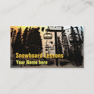 Customizable snowboard lesson business cards