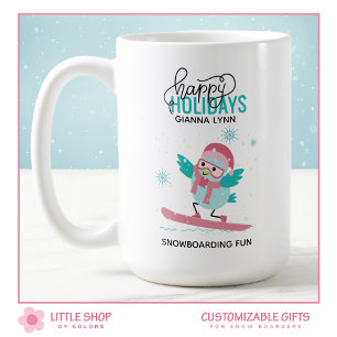 Customizable Snowboarding Bluebird Christmas Coffee Mug