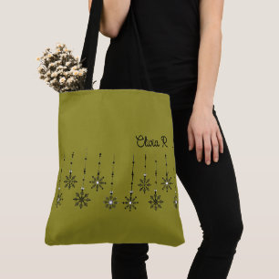 Customizable Snowflake Canvas Tote Bag