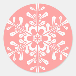 Customizable Snowflake  Round Stickers