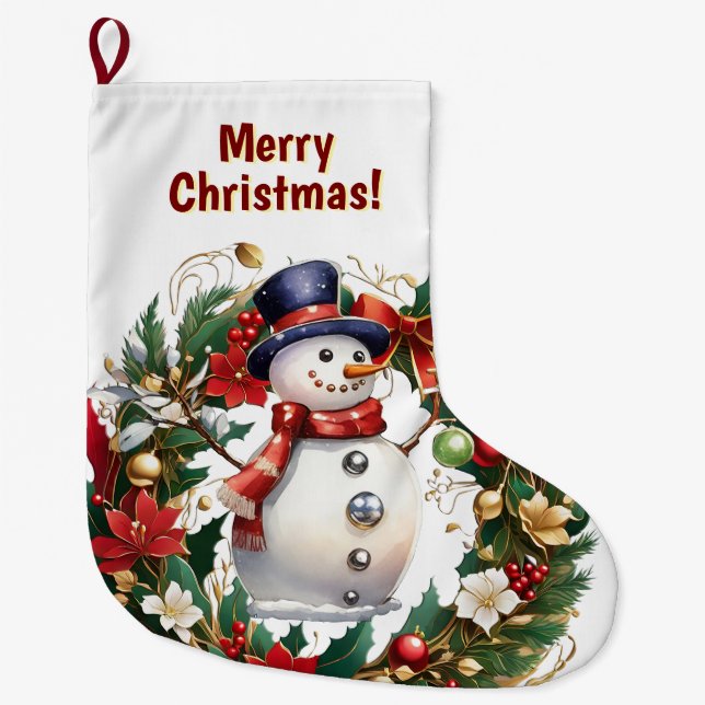 Customizable Snowman Christmas Stocking (Front)