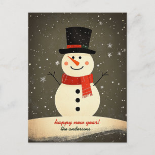 Customizable Snowman Holiday Postcard