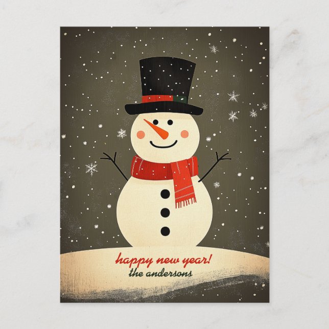 Customizable Snowman Holiday Postcard (Front)