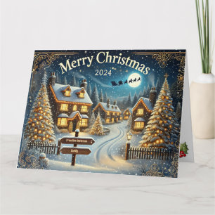 Customizable Snowy Christmas Village Design Card
