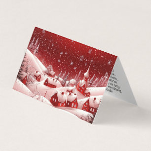 "Customizable Snowy Village Christmas Cards"