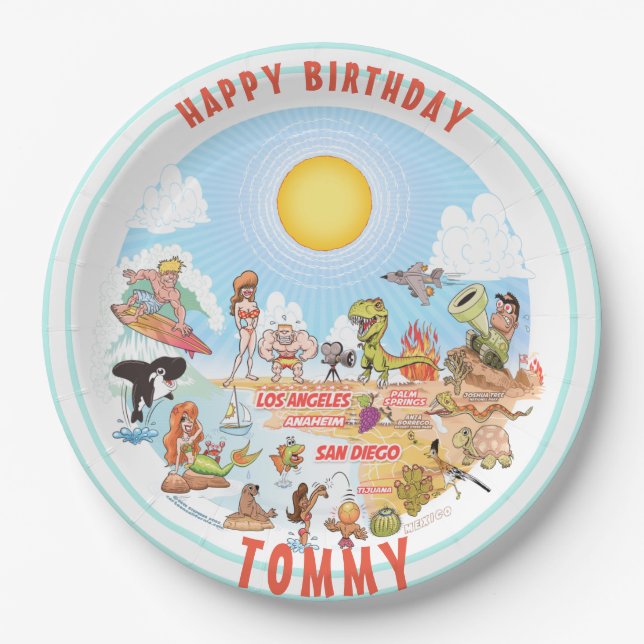 Customizable SoCal Birthday Plate (Front)
