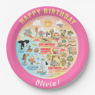 Customizable SoCal Sunset Birthday Plate