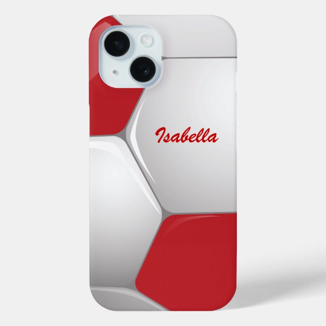 Customizable Soccer Ball Red and White Case-Mate iPhone Case (Back)