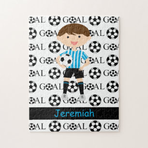 Customizable Soccer Boy Goal 1 Jigsaw Puzzle