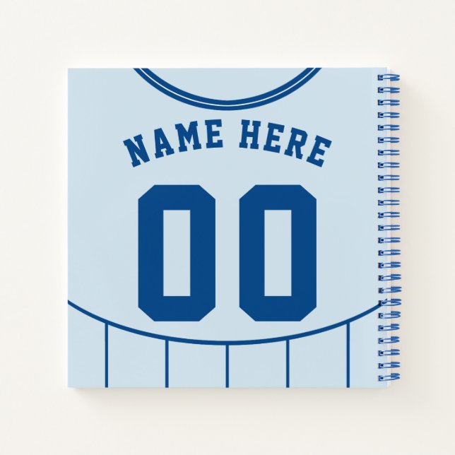 Customizable Soccer Football Light Blue Jersey Notebook (Back)