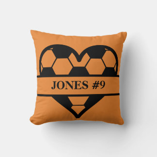 Customizable Soccer Heart Design Throw Pillow