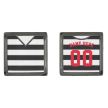 Customizable Soccer Jersey Cuff Links, Black