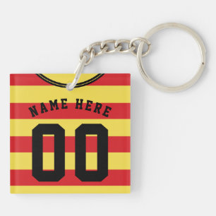 Customizable Soccer Jersey Keyring, Red Stripes Keychain