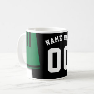 Customizable Soccer Jersey Mug, Black & Green Coffee Mug