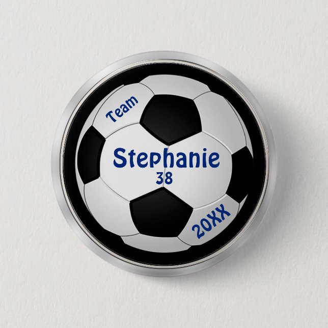 Customizable Soccer Pins YOUR TEXT and COLORS (Front)