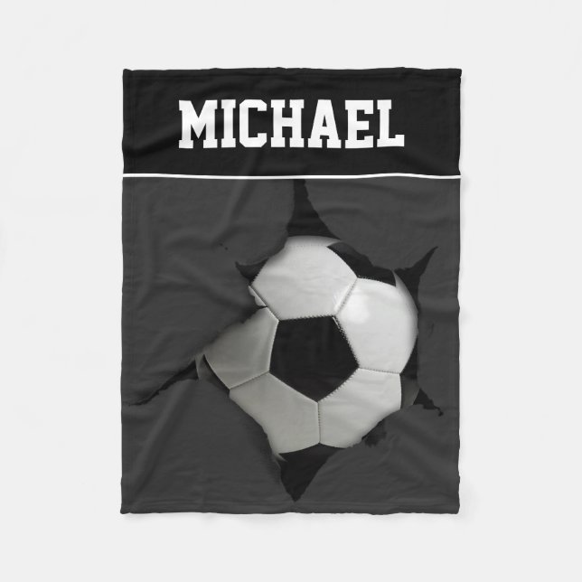 Customizable Soccer Player Ball Name Sports Fleece Blanket (Front)