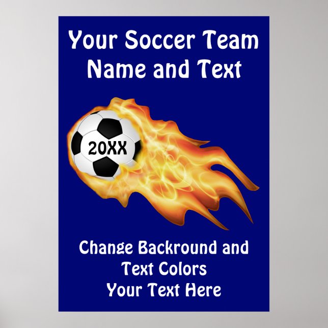 Customizable Soccer Posters, Your COLORS, TEXT Poster (Front)