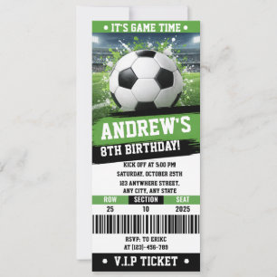 Customizable Soccer Printable Ticket Birthday Invitation