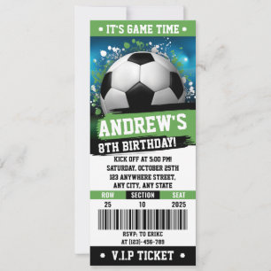 Customizable Soccer Printable Ticket Birthday Invitation