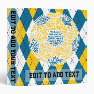 Customizable Soccer Typography Ring Binder
