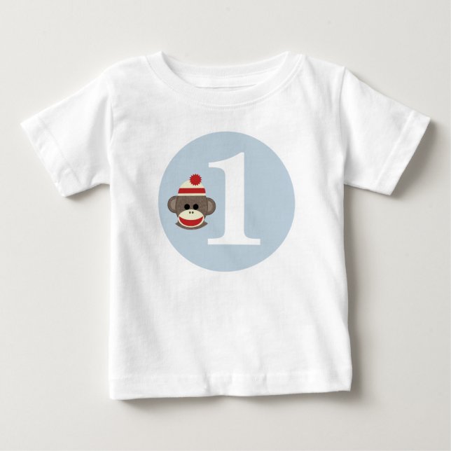 Customizable Sock Monkey birthday shirt (Front)