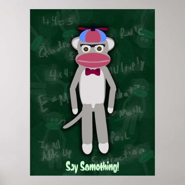 Customizable Sock Monkey Nerd Poster (Front)