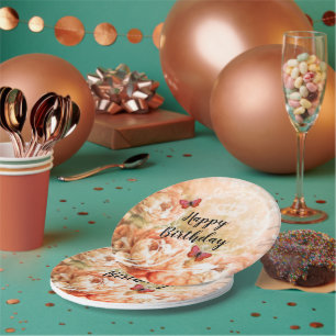 Customizable Soft peach floral paper plates