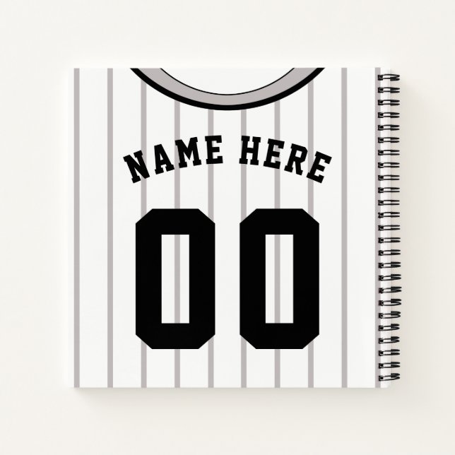 Customizable Softball Baseball Pinstripe Jersey   Notebook (Back)