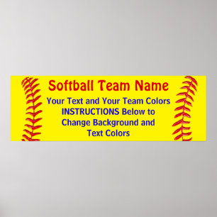 Customizable Softball Posters Your Text and