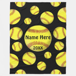 Customizable Softball Throw Blanket, Your Colours Fleece Blanket