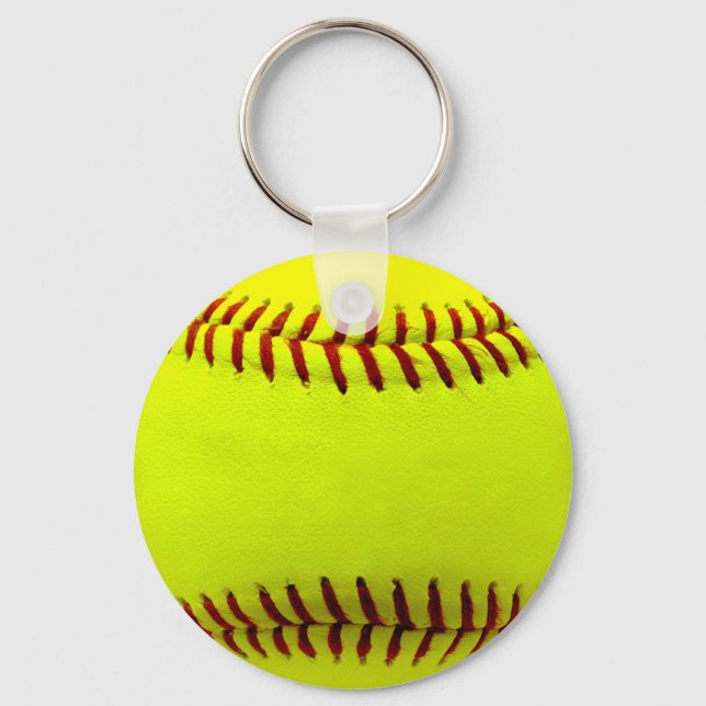 Customizable Softball Yellow Team Keychain (Front)