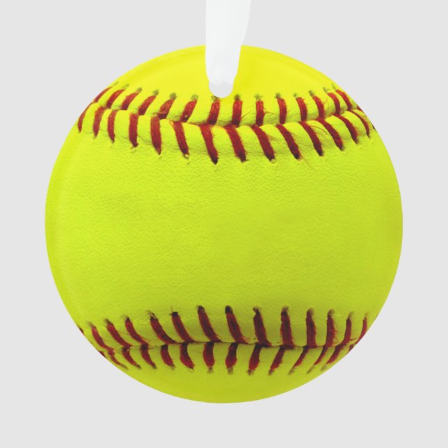 Customizable Softball Yellow Team Ornament (Front)