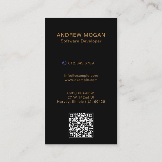 Customizable Software Developer Black Colour Business Card (Front)
