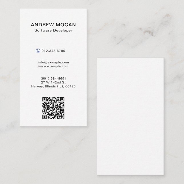 Customizable Software Developer White Colour Business Card (Front/Back)