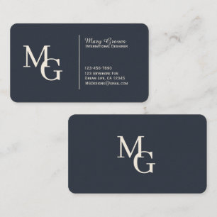Customizable Sophisticated Graphite Blue & White Business Card
