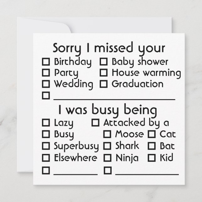Customizable! Sorry I missed your [insert event]  Holiday Card (Front)