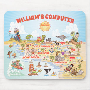 Customizable Southern California Cartoon Mouse Pad