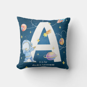 Customizable Space Adventure Letter 'A' Throw Pill Pillow