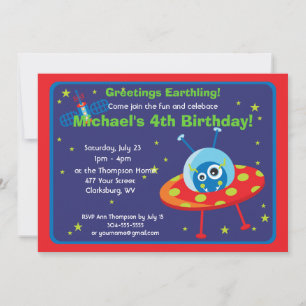Customizable Space Alien Invitation